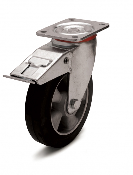 Elastic black rubber wheel.