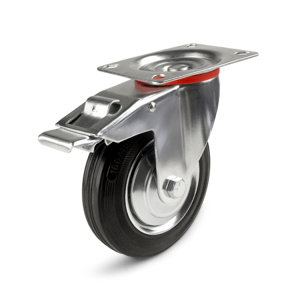 Standard black rubber wheel.