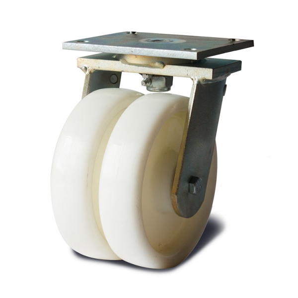 High quality solid nylon wheels of white colour.